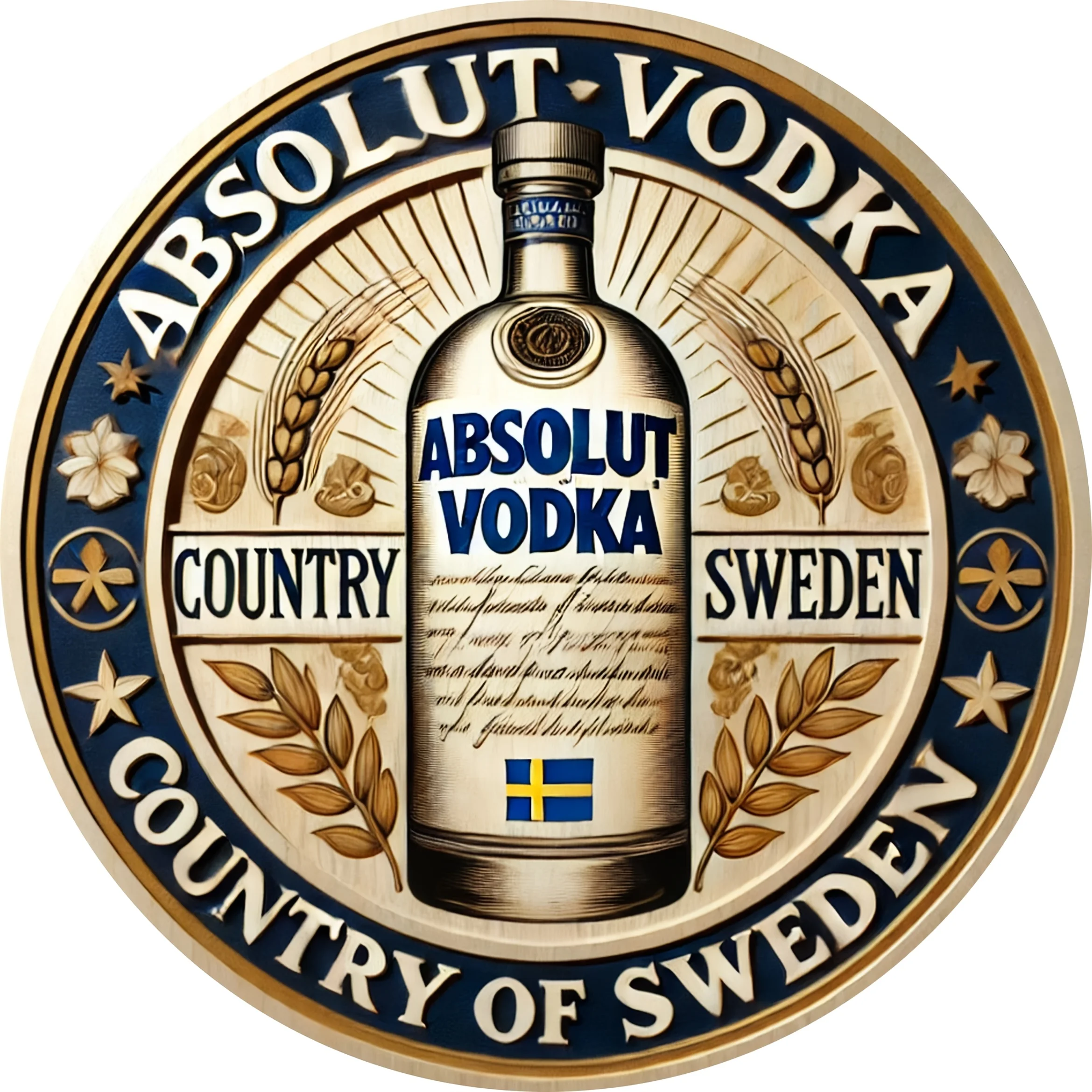 1 لافتة خشبية بسيطة - ديكور حائط دائري "Absolut Vodka Bar"، ديكور معلق للمنزل والخارج على طراز المزرعة