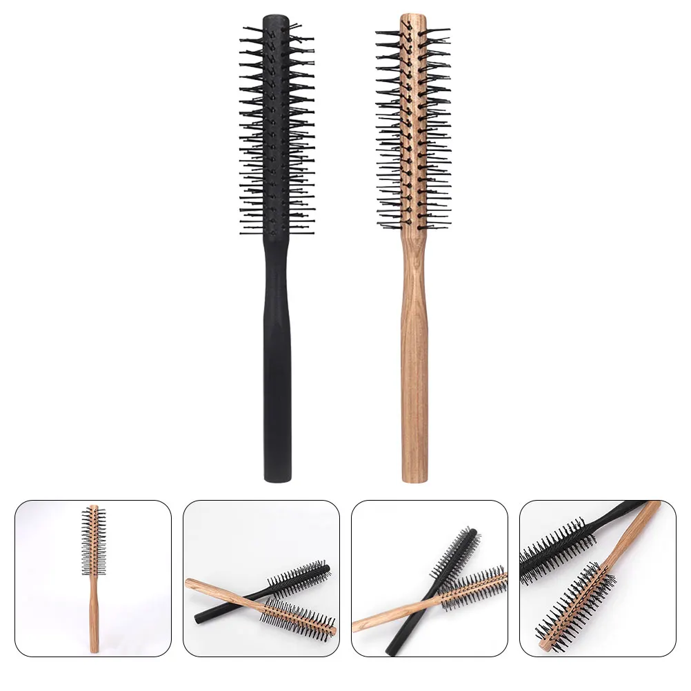 

2pcs Round Hair Brush For Curly Styling Blow Drying Brush Women Thick Hair Detangling Bristles Volume Small Compact Design