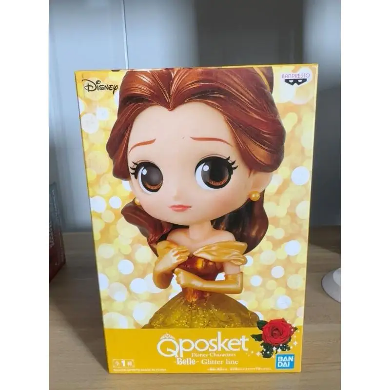 Bandai Qposket Disney Belle Princess Figure Beauty And The Beast Series Glitter Action Figure Toy Anime Figure Collectible