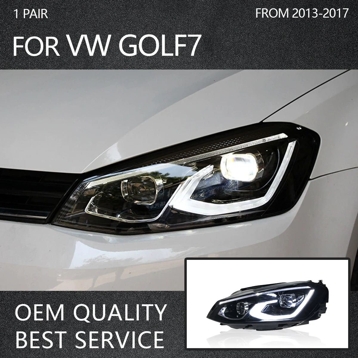 YOFER Car light For Volkswagen Golf 7 2013-2017 new headlight assembly LED daytime running lights LED lens headlights