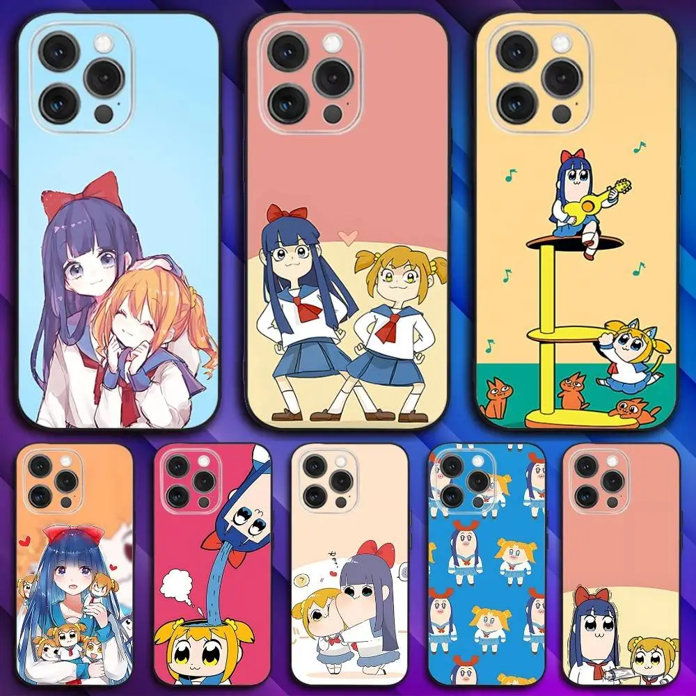 

P-Popuko And P-Pipimi Phone Case For iPhone 17,16,15,14,13,12,11,Pro,Max,Plus,X,XS,SE4,E,Mini,Soft Black Case