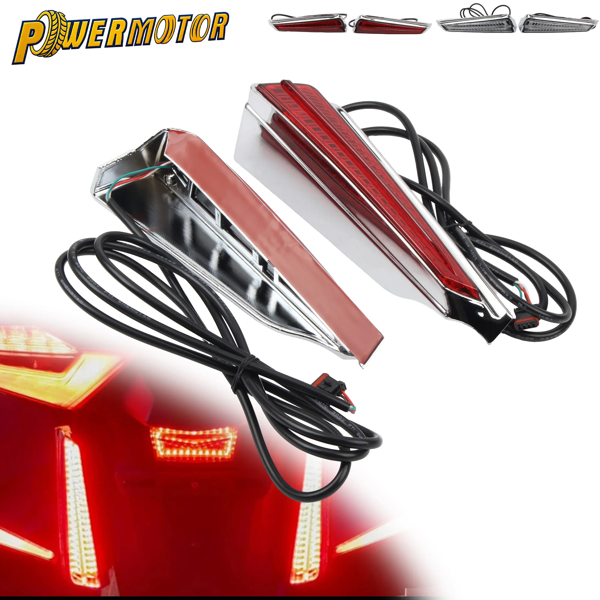 

Для мотоцикла Honda Goldwing GL1800 GL 1800 2018-2023: хромированный боковой фонарь-маркер для седельной сумки с LED-поворотниками и задним фонарем