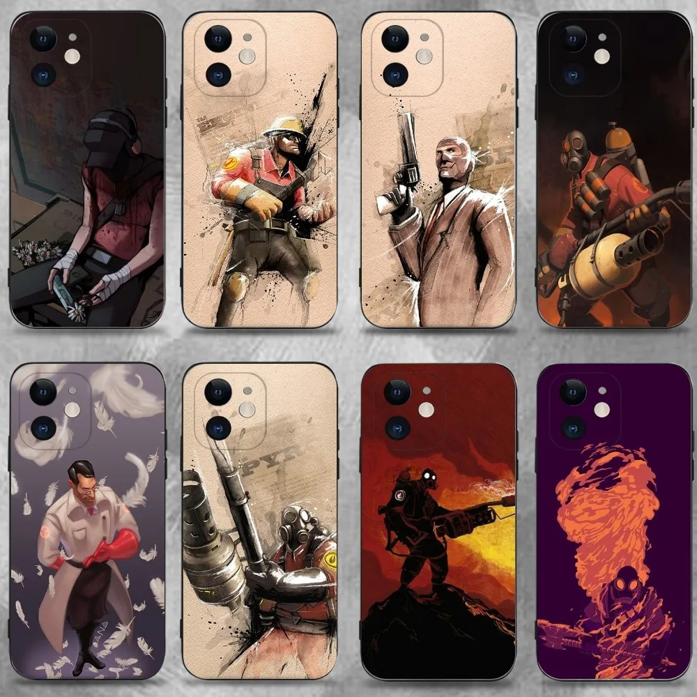 

Team F-Fortress 2 Game 1 Phone Case For iPhone 16 15 Plus 14 13 Pro Max 12 Mini 11 X XS XR 7 8 8Plus Black Soft Phone Coque