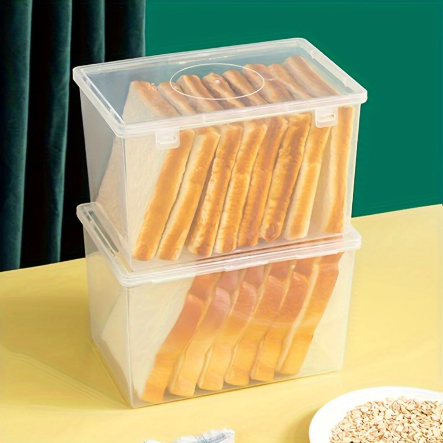 

Bread Container Box Dispenser Transparent Cover Case Toast Cake Airtight Tool