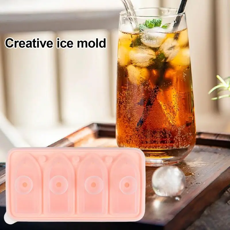 

Ice Cube Trays For Freezer Easy Release Silicone Ice Ball Maker 4 Cavity Novelty Leak Proof For Coffee Milk Tea Treats Ice