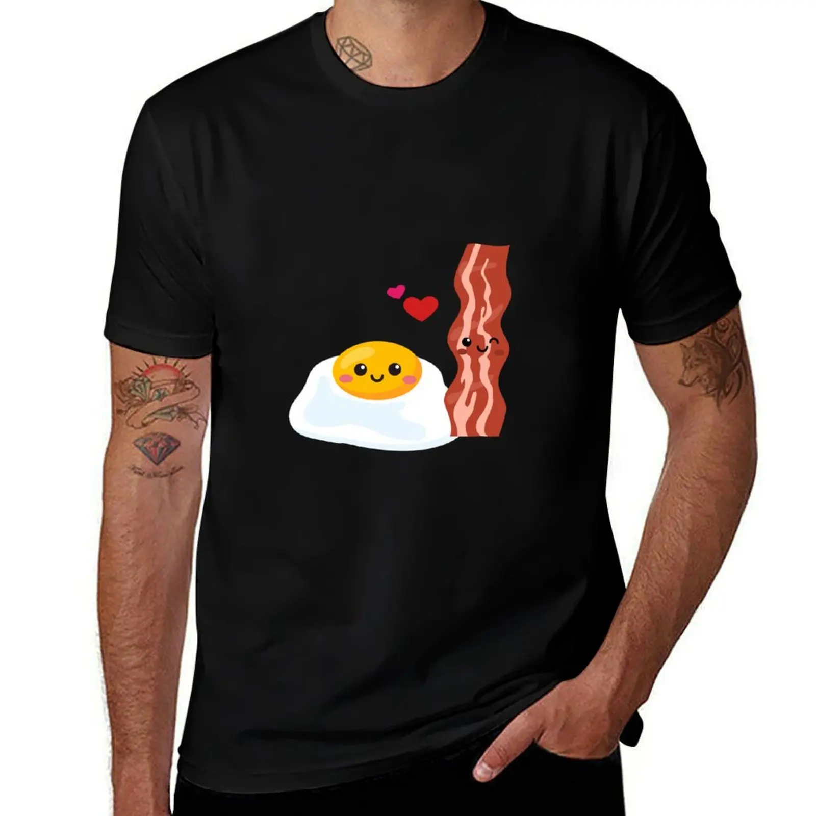 

Cute Eggs And Bacon Breakfast Cute Food T-Shirt kawaii clothes plain anime mens t shirts