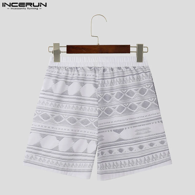 INCERUN 2024 Men Sets Printing Summer Streetwear Lapel Short Sleeve Shirt & Shorts Two Pieces Sets Fashion Men\'s Casual Suits