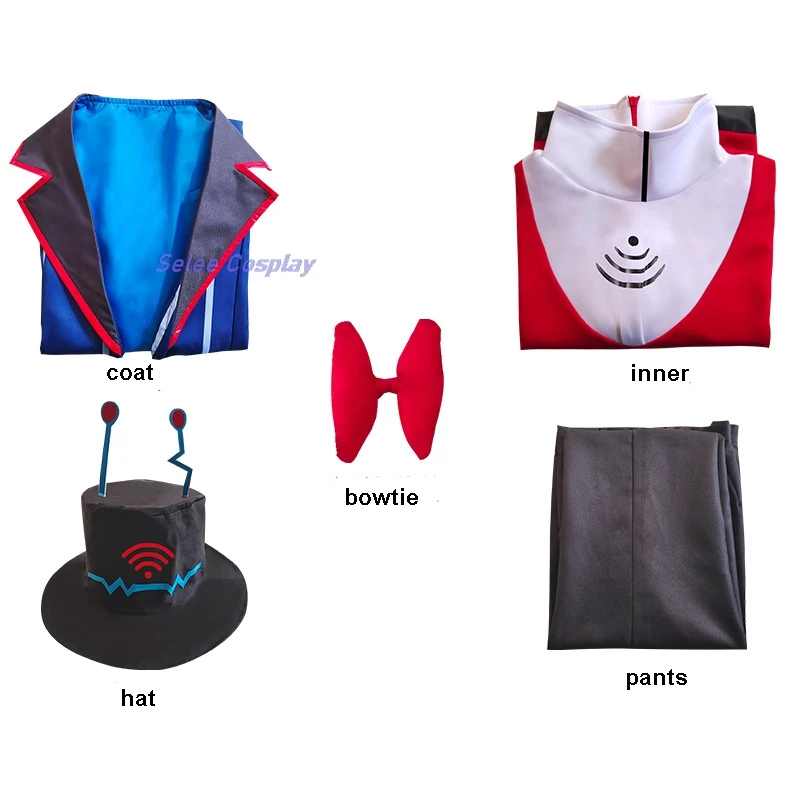 Anime Mr. Vox Hassbin Cappello cosplay personalizzato Abiti Voxy Uniforme Hotel Unisex Festa di Halloween Uomo