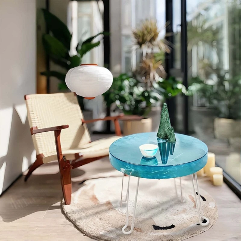 Large Resin Table Mold Round Charcuterie Board Tray Resin Mold Folding Table Leg Round Desk Silicone Molds DIY Decors N58F