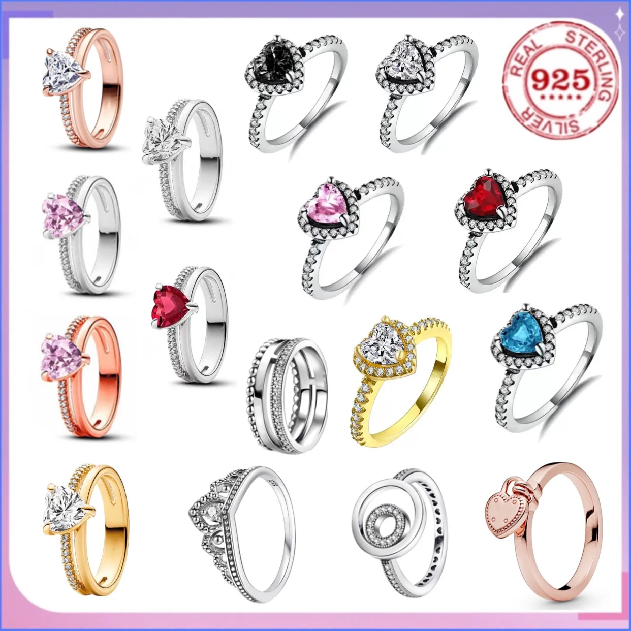 

Valentine's Day Gift 100% 925 Sterling Silver Fit Original Elegant Heart Ring Exquisite Women's Fine Jewelry Ring Wedding Party
