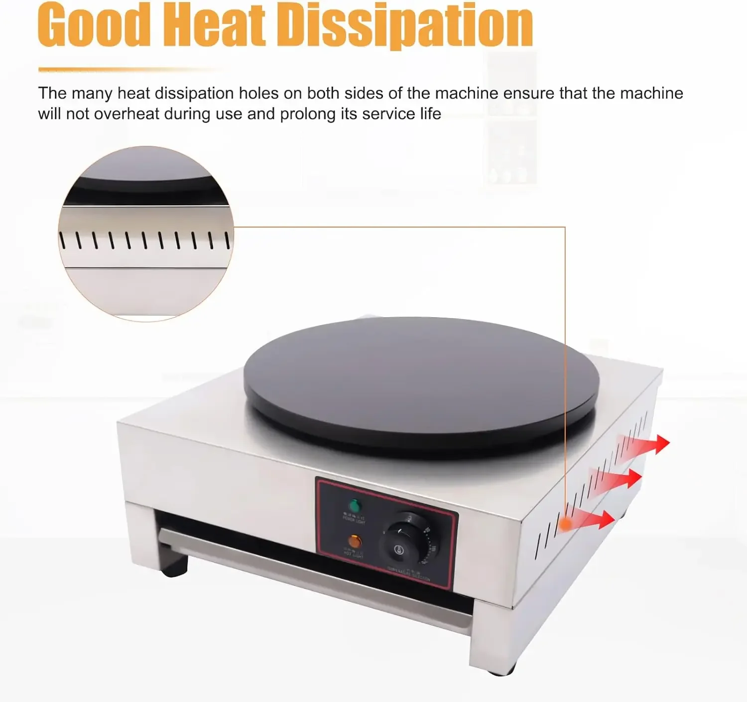 Crepe Maker 1700W Electric Pancake Maker with Nonstick Round Crepe Hotplate Griddle Machine Adjustable Temperature for Blintzes,