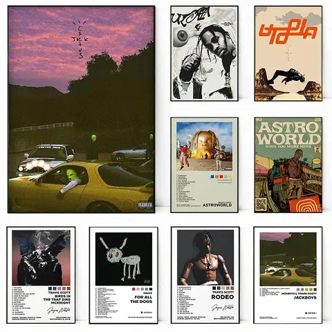 Rapper Travis-Scott Music Album Cover Singer Star Posters and Prints Canvas Printing Wall Art Picture for Living Room Decor Gift