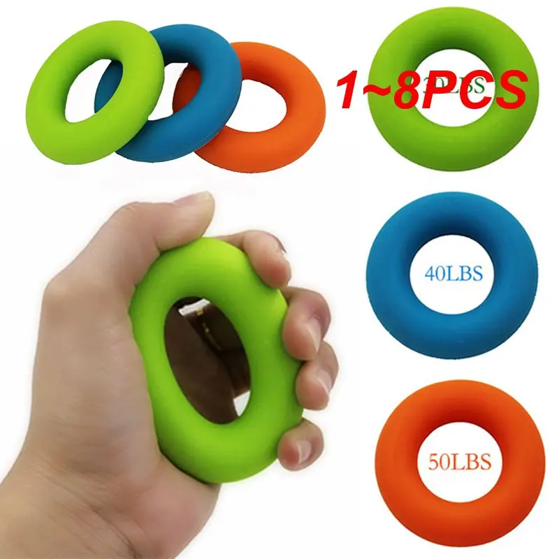 1~8PCS Hand Grip Strengthener and Finger Stretcher Silicone Finger Gripper Strength Trainer Ring Forearm Exercise Gym Fitness