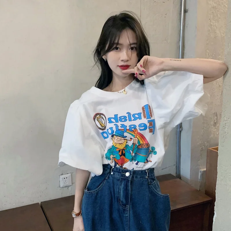 

2025Printed Short Sleeve Plus Size Women's Short Sleeve T-Shirt Summer Loose Women's T-Shirt High Quality Letter Pattern CCXX243