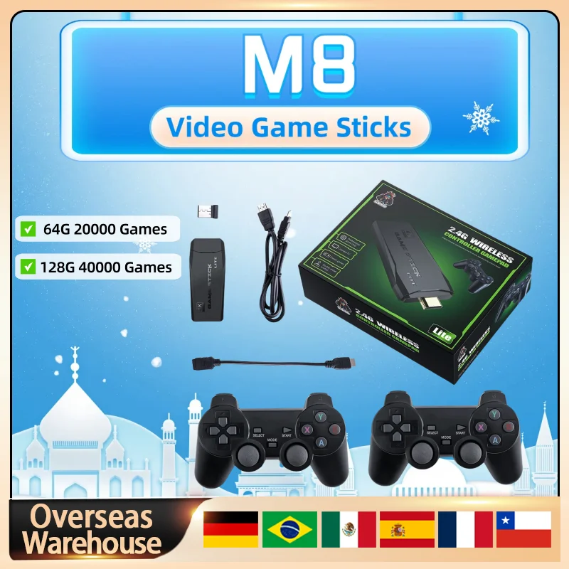 M8 Console Retro game Video Game Sticks Dual Wireless Controller Stick output 4K HD TV video Game For Boyfriend Birthday Gifts