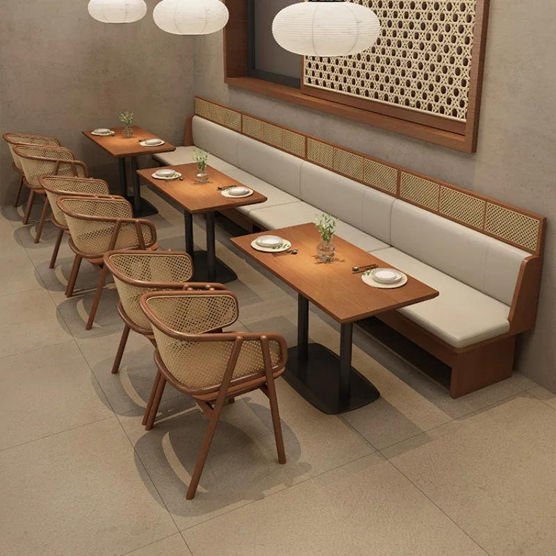 Western restaurant, rattan solid wood booth sofa roastery, hamburger shop, café, milk tea shop