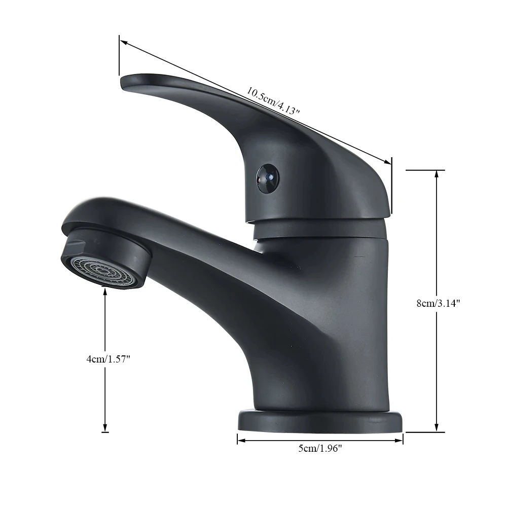 Shinesia Black Basin Faucet Sink Tap Deck Mount Single Handle Hot Cold Water Stainless Steel Bathroom Mixer Tap