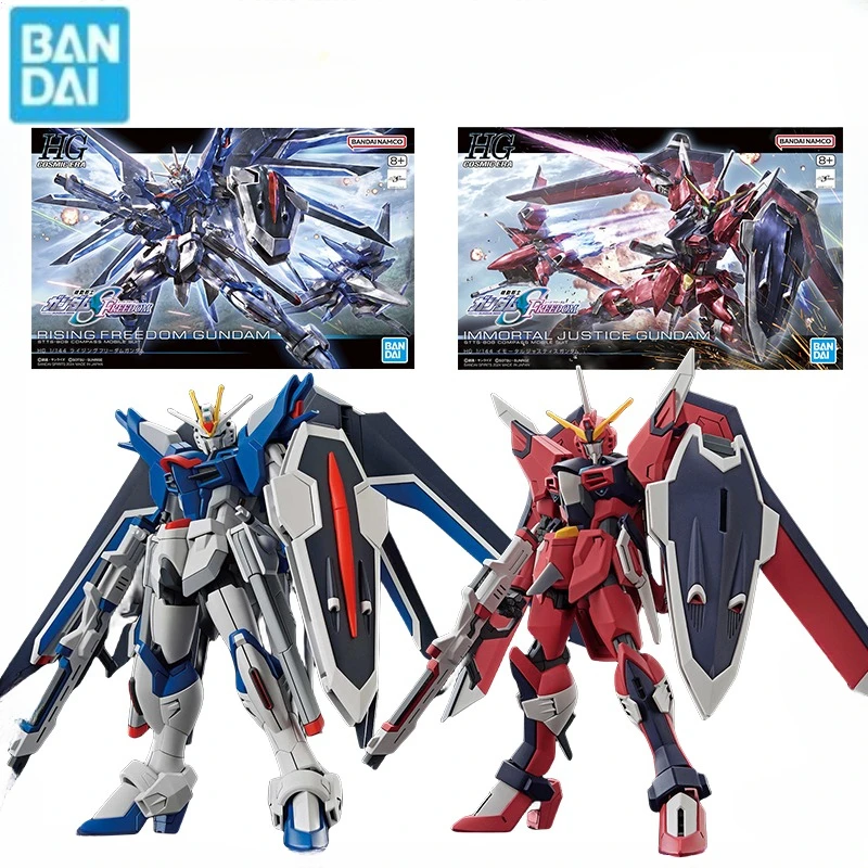 En Stock Bandai Original genuino GUNDAM HG RISING FREEDOM IMMORTAL JUSTICE montaje Anime figura de acción modelo juguetes regalos