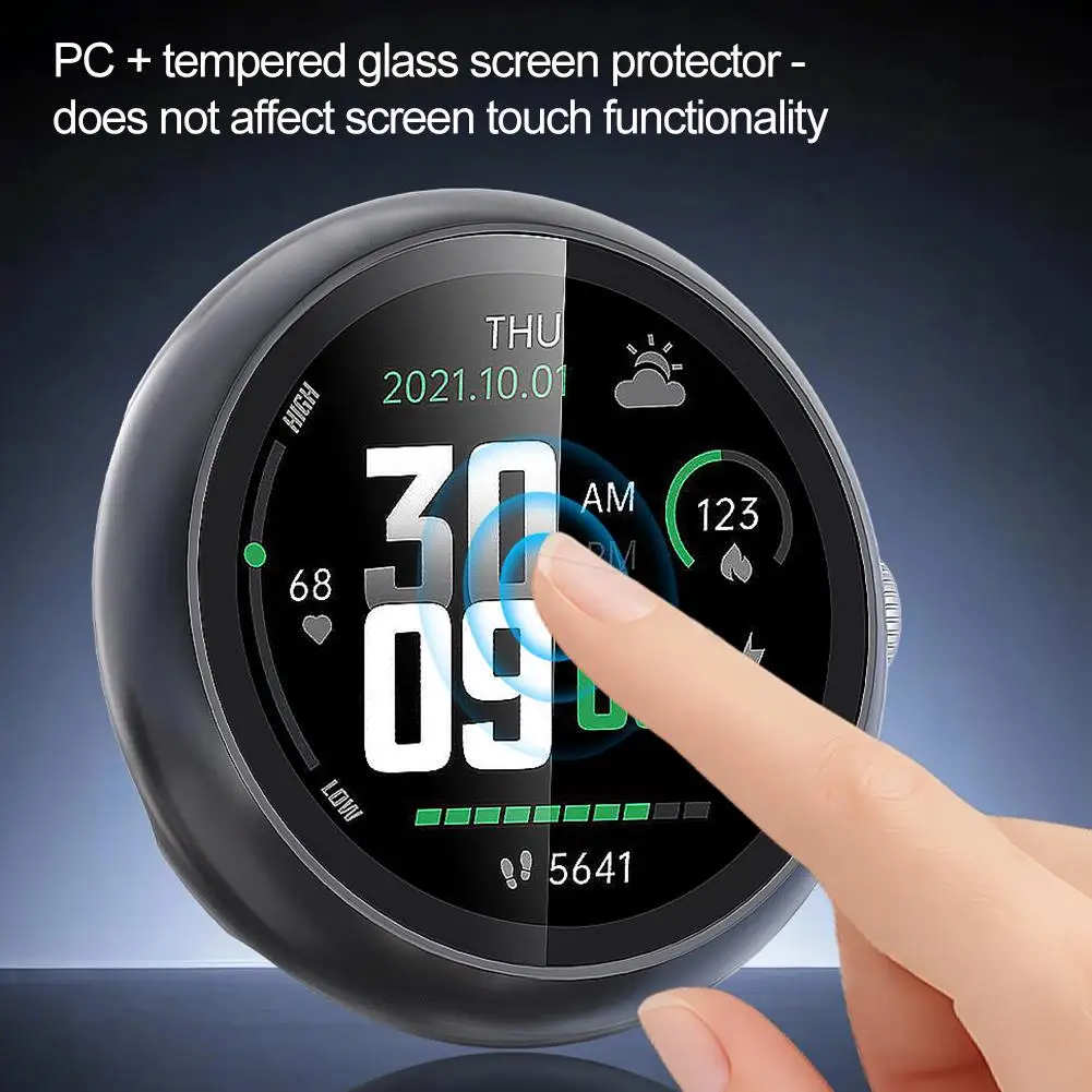 Tempered Glass+Case for Google Watch4 41mm45mm Screen Protector Bumper Shell Hard Matte All Around Protective Cover D7G9