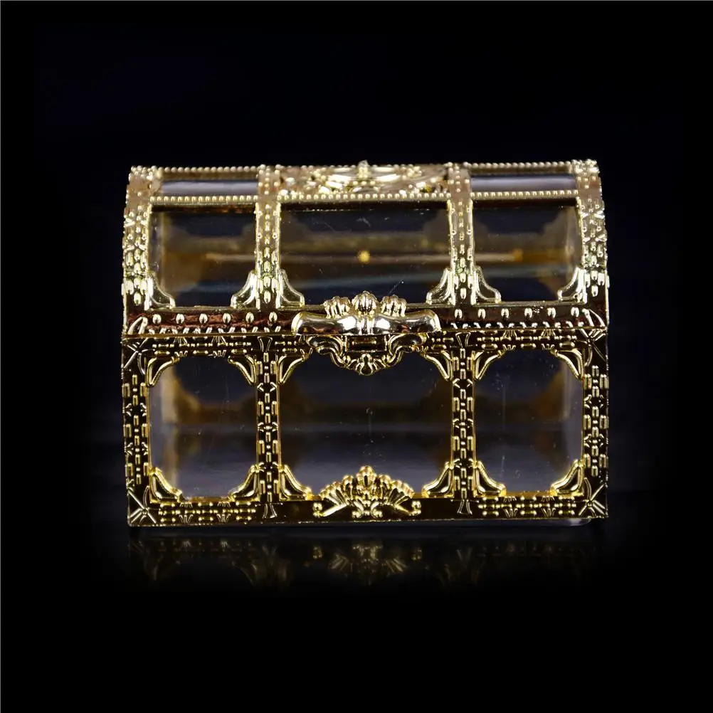 Jewelry Storage Box Case Holder Vintage  Mini Plastic Treasure Chest Storage Box Jewelry Organizer Box Gift Box