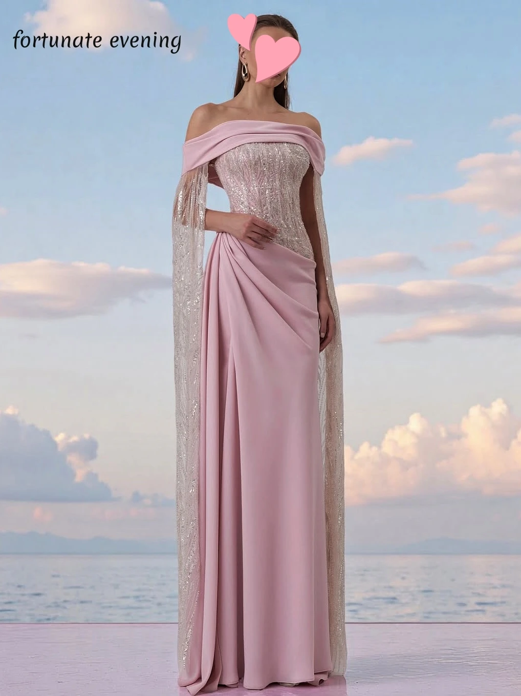 

Fortunate Evening Elegant Vintage Sweet Pink Beads Lace Boat Neck New Customized Formal Occasion Prom Dress Evening Party Gowns