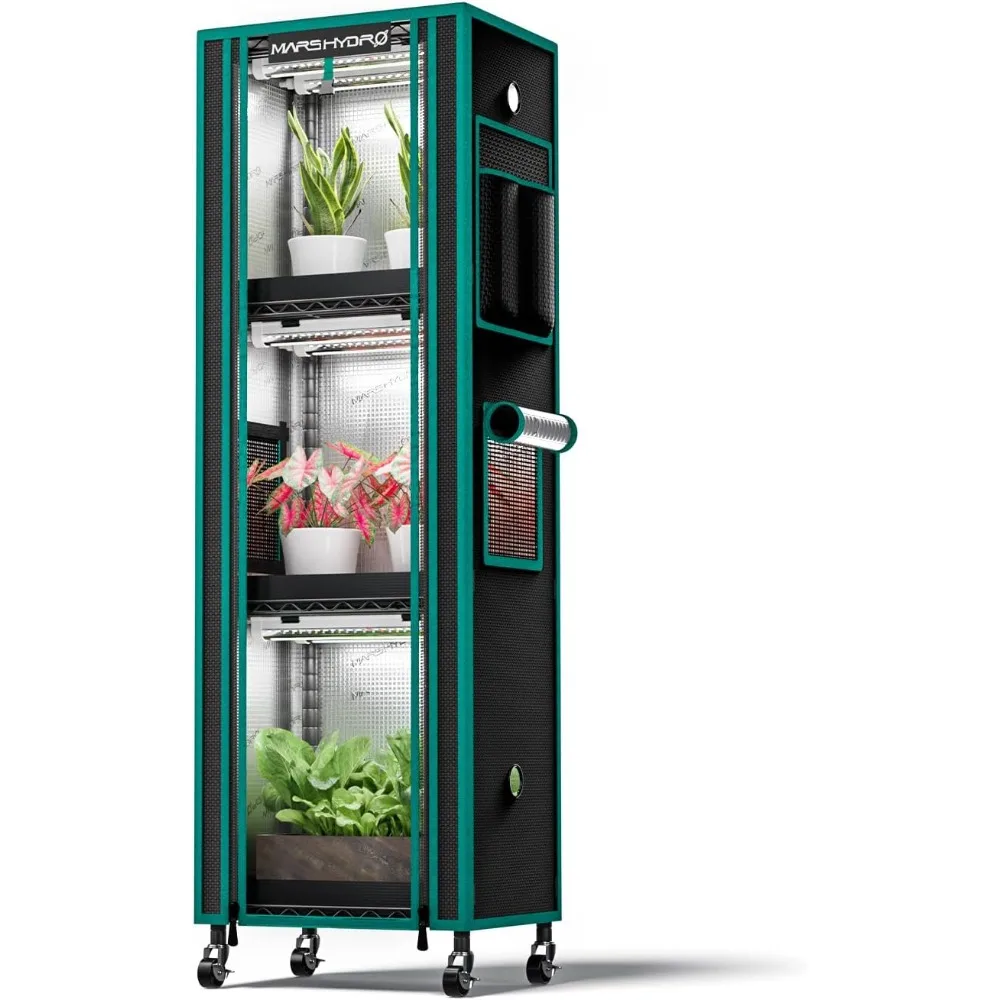 

HYDRO 2025 Подставка для растений с подсветкой для выращивания растений 4-х уровневая полка для растений с 6 светодиодными лампами полного спектра (54 Вт, 12 дюймов), палатка для выращивания, мини-зеленая