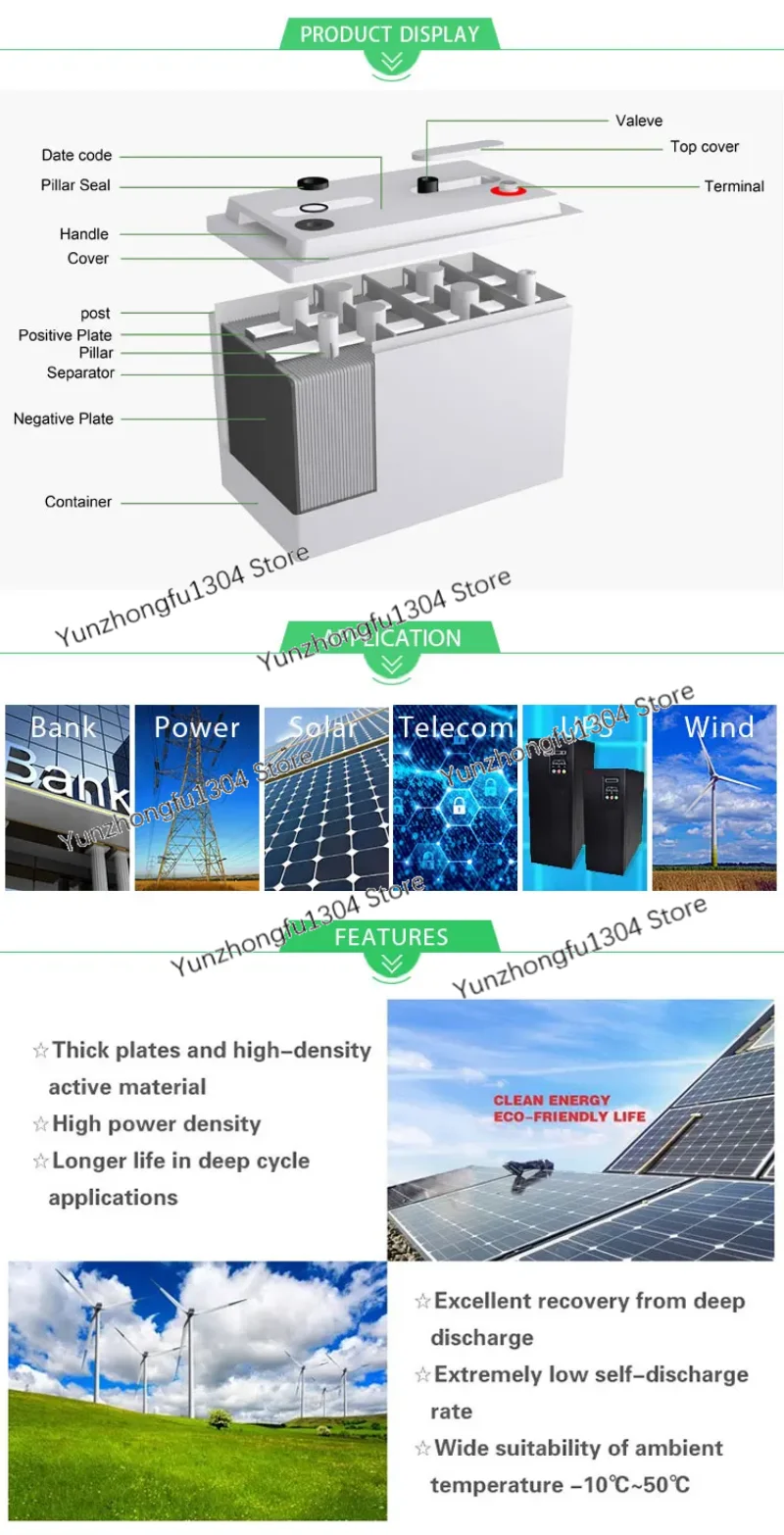 Rechargeable Storage Solar Deep cycle battery Longest Lifespan 12V 100Ah Lead Acid Battery Agm 12V100Ah  Bateria