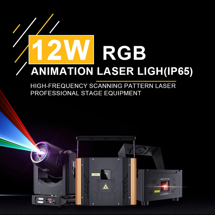 2pcs 12W RGB Laser Ilda Powerful Full Color 3D Animation Laser Show Projector for Stage Night Club
