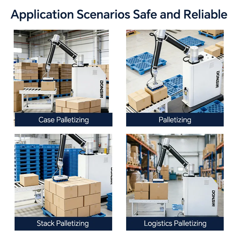 Automated Equipment6 Axis Cobot Palletizer 1900mm Reach Flexible Collaborative Palletizing System For Warehouse Box HandlingMech