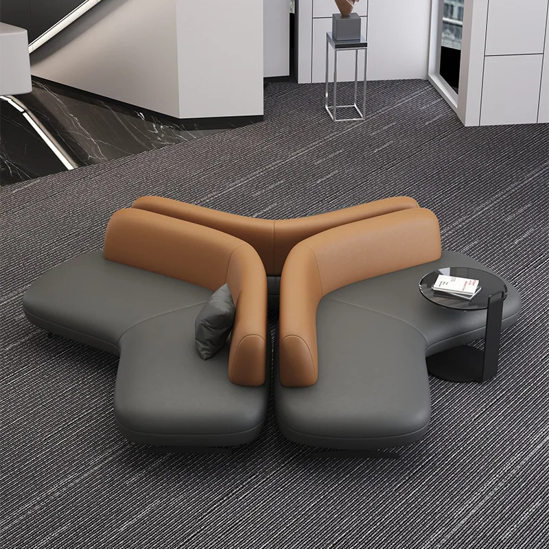 Curved sofa combination, hotel rest sofa reception multi-person sofa