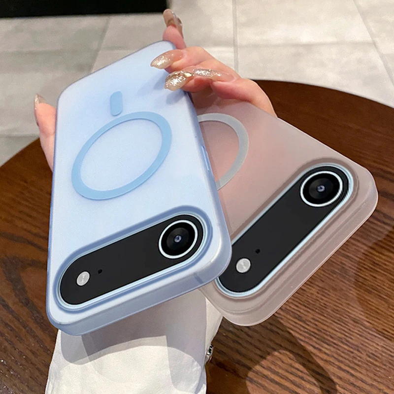 Funda magnética translúcida de PC transparente mate delgada para fundas Magsafe para iPhone 17 Air 16 E 15 14 13 12 11 Pro XS Max X XR 7 8 Plus