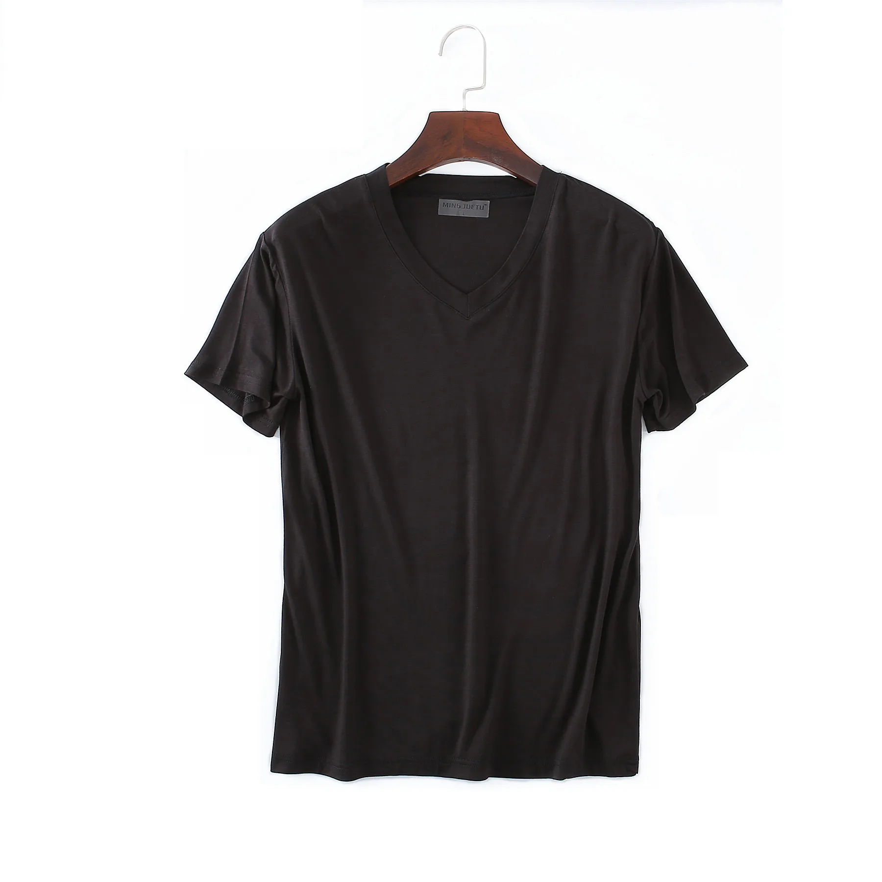 2026 Brandneues Herren Modal T-Shirt V-Ausschnitt Große Größen Herren T-Shirt Kurzarm Locker Sitzendes Herren-T-Shirt Einfarbig für Männer Oberteile Tees – Detail 6