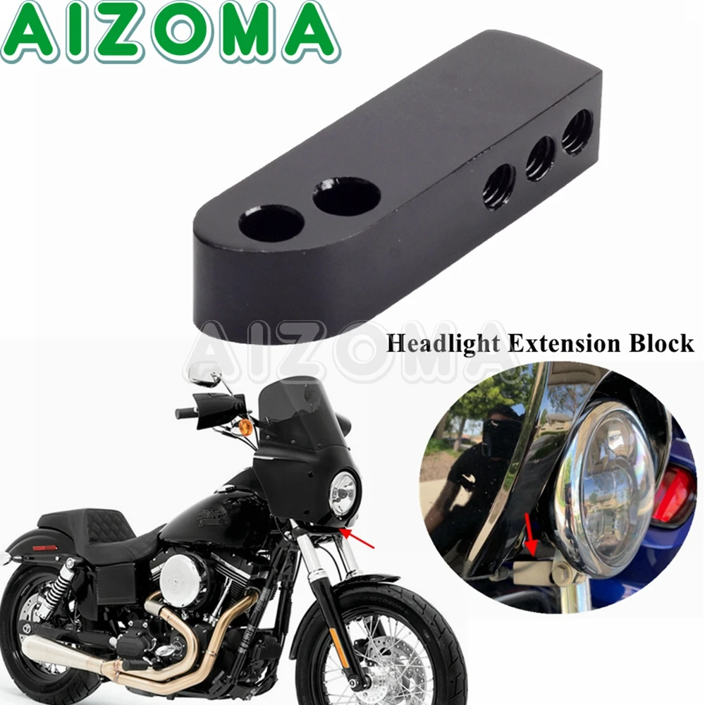 For Harley Dyna Headlight Extension Block Adjustable Relocation Bracket MEB9883 Fits Street Bob Low Rider Sport Wide Glide 06-17