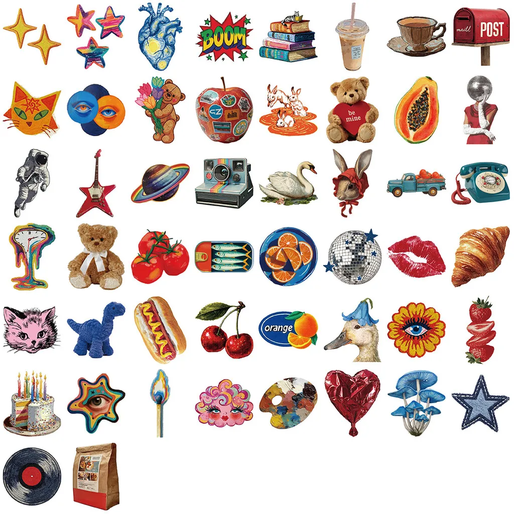 50 stuks Vintage YCK Esthetische Cartoon Graffiti Stickers Waterdichte Multi-Scène Decor Decals voor Gitaren LanLanStickersWorld Store