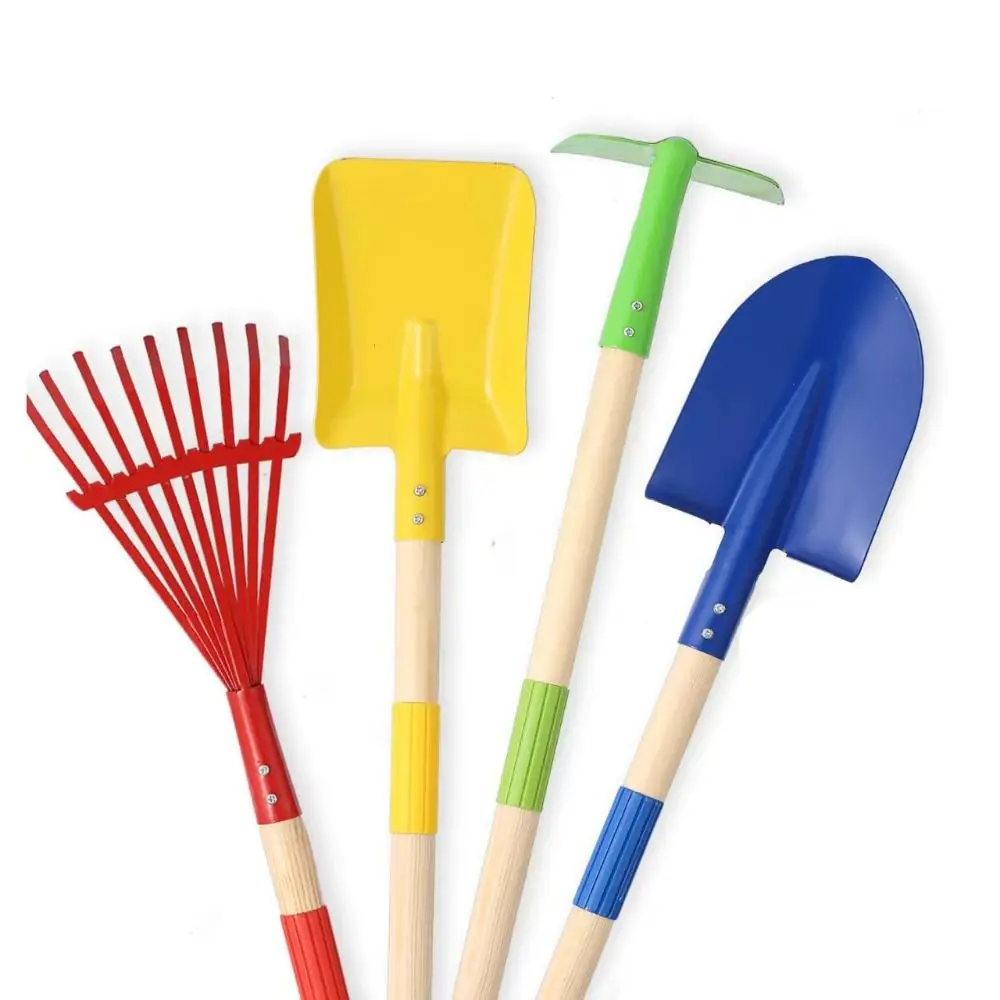 

Kid-Friendly Design Small Garden Rake Kit Colorful Hardwood Handle Children's Garden Leaves Rake Fun Rake