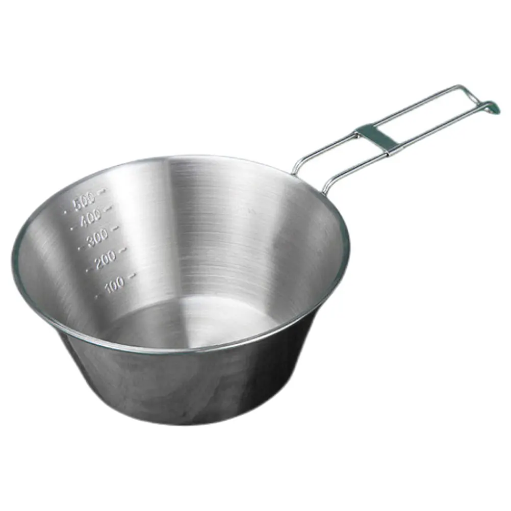

14cm Foldable Handle Stainless Steel Camping Bowl 304 Portable Outdoor Picnic BBQ Hiking Dinnerware Set Storage Bag Easy Clean