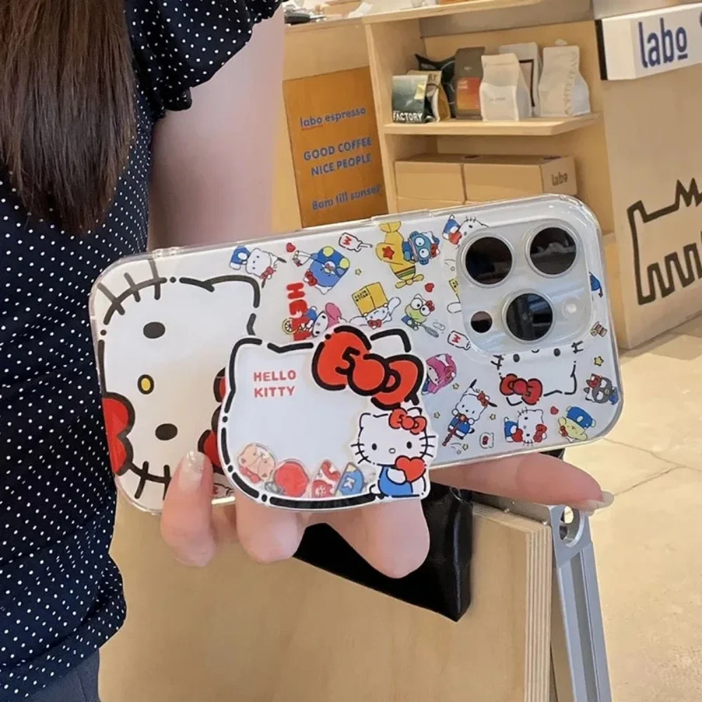 

Kawaii Hello Kitty Cartoon Mobile Phone Holder Anime Sanrio Kt Cat Extendable Strong Self-Adhesive Mobile Phone Accessories Gift