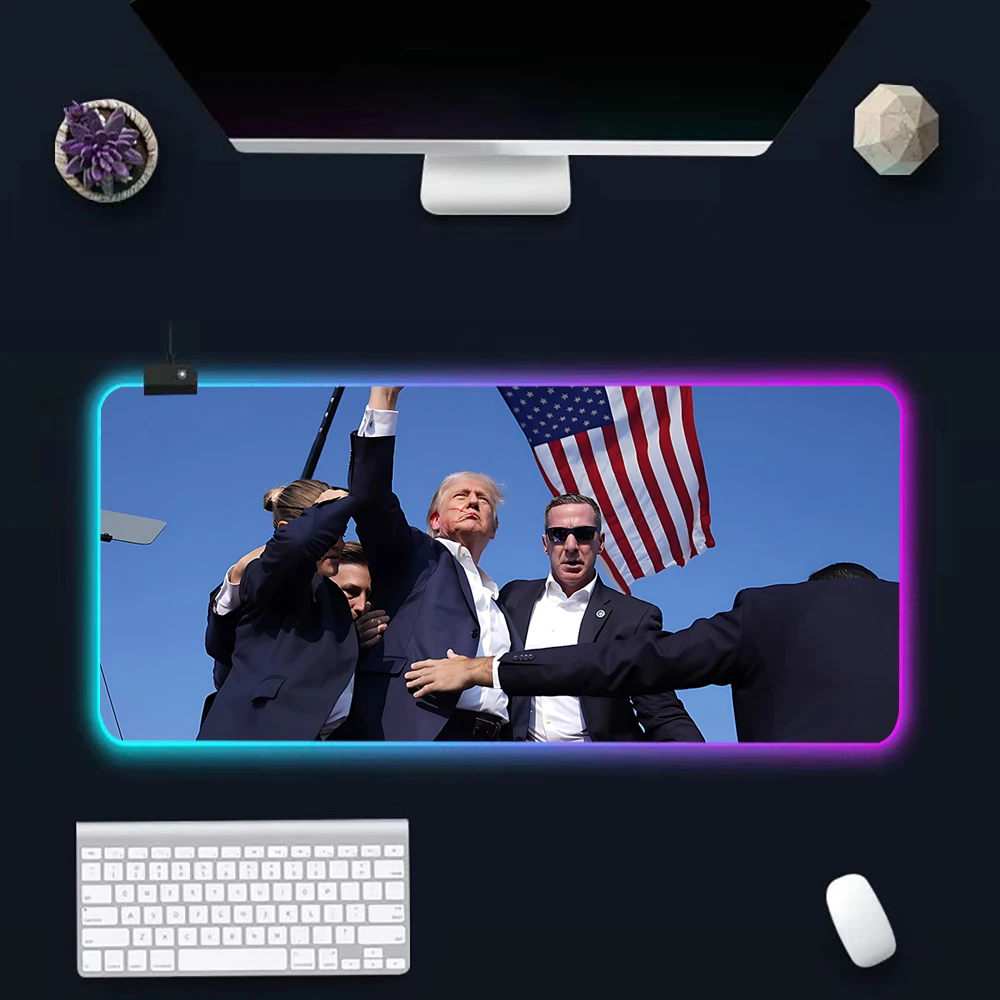 

US Election Trumps RGB Pc Gamer Keyboard Mouse Pad Mousepad LED Glowing Mouse Mats Rubber Gaming Computer Mausepad