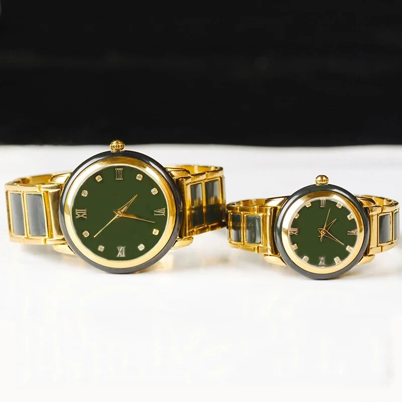 Hetian Green Jasper Steel Belt Inlaid Men'S Jade Watch