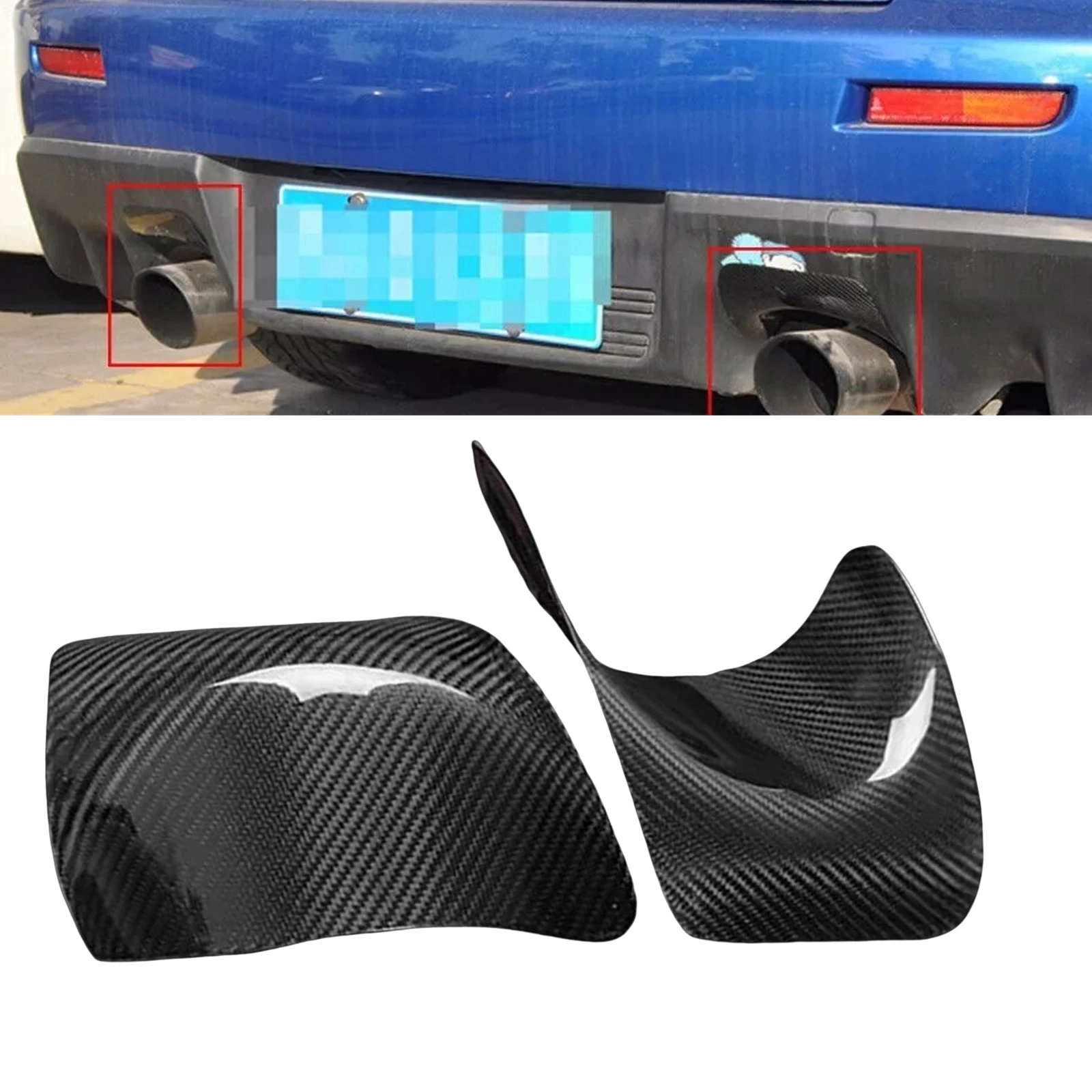 

For Mitsubishi Lancer Evolution X EVO 10 2008-2015 Carbon Fiber Rear Bumper Exhaust Headt Shield Protector Tail Muffler Cover