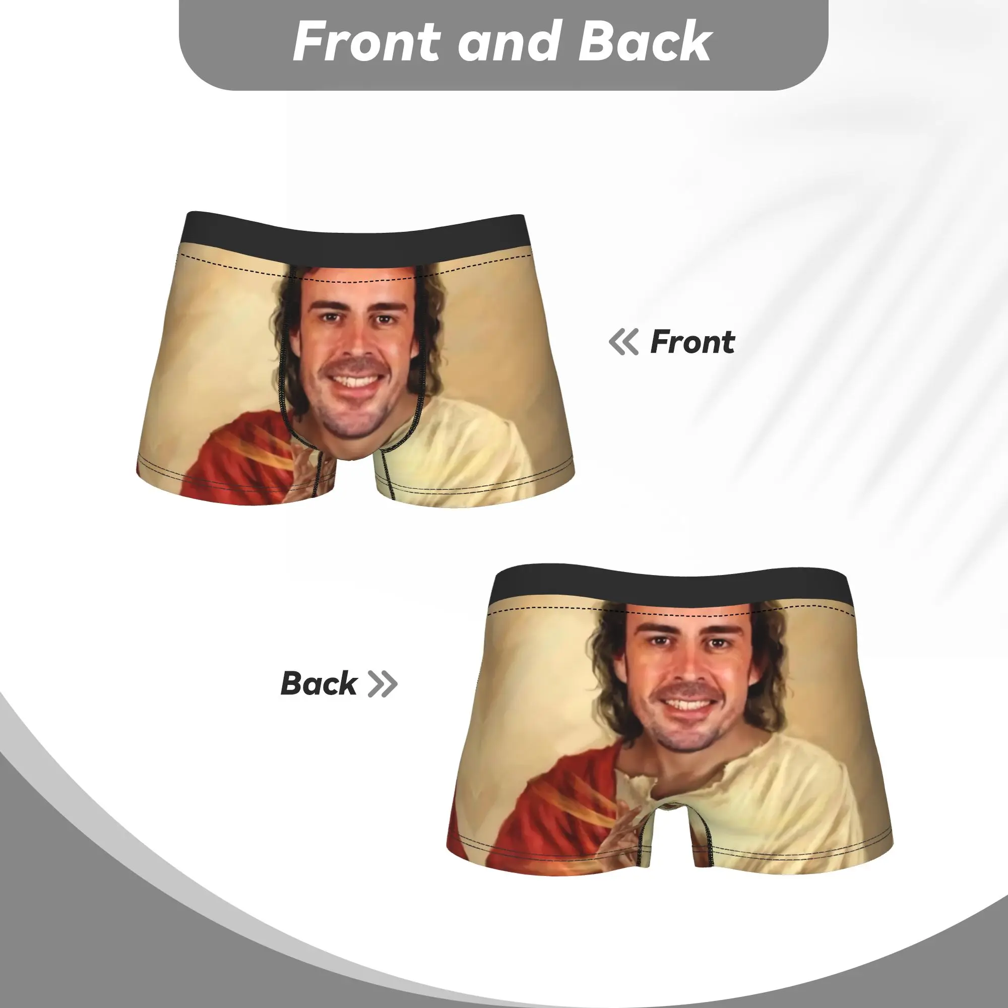 Fernandos Alonsos Underwear  Funny Panties Pattern Shorts Briefs For Male 3D Pouch Oversize Boxer Shorts