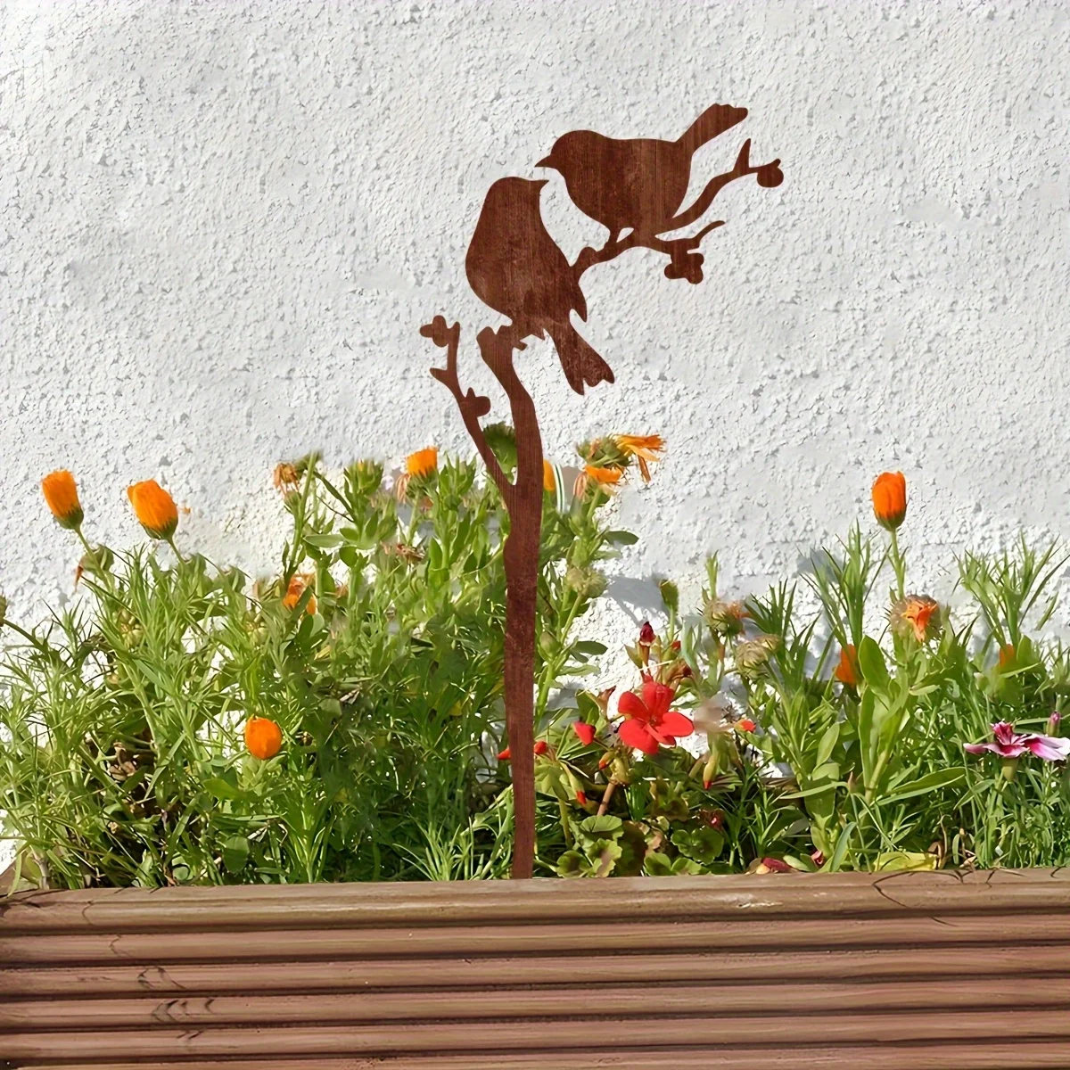 1pc of Rusty Bird Metal Garden Stake - Rust-Resistant Outdoor Decoration, 11.81 Inches Natural Style Lawn Art, Intricate Bird