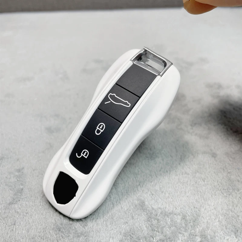 Key Case Pure White for Porsche 718 911 Panamera Cayenne Macan Boxster Cayman Car Key Shell Cover Remote Control Fob Replace