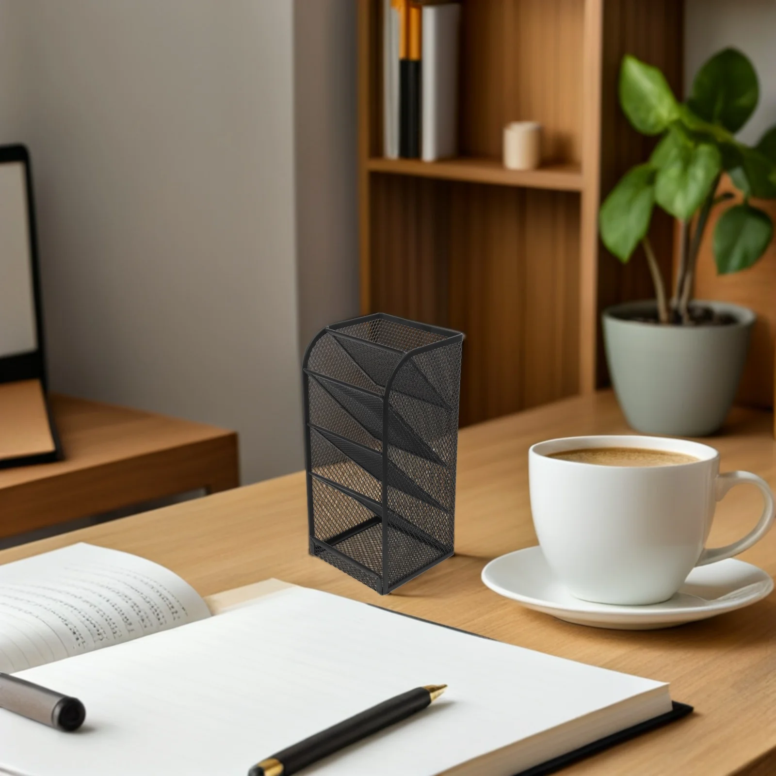 

Pen Holder Storage Box for Desk Desktop Stationary Organizer Pencil Metal Container