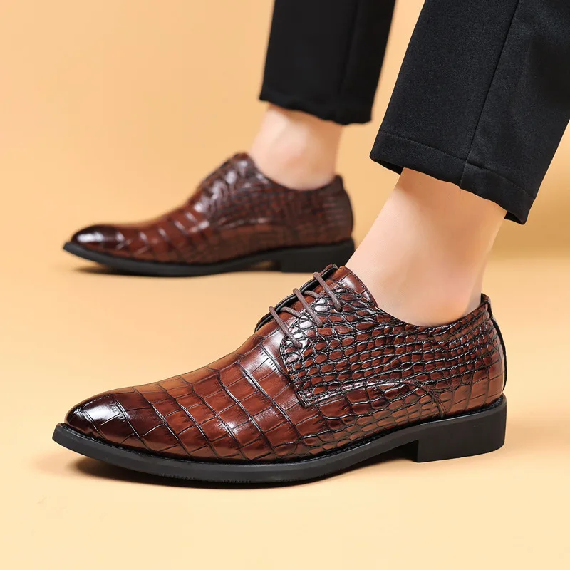 Zapato de vestir para Hombre, Zapatos informales de negocios de gama alta, Zapatos Oxford de grano de cocodrilo de diseñador para Hombre, Zapatos de boda de lujo, Zapatos para Hombre