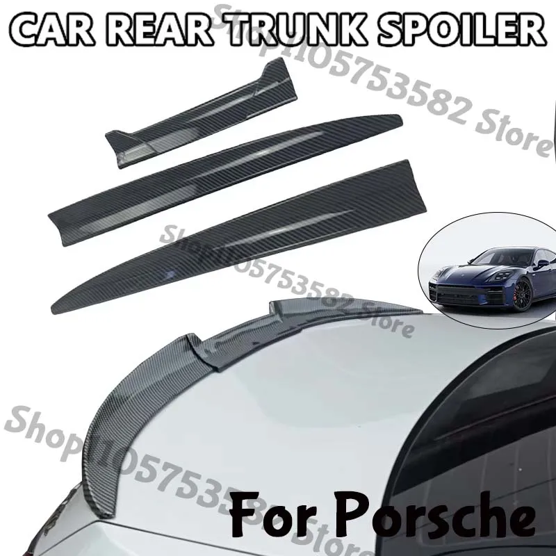 3Pcs DIY Cuttable Rear Trunk Spoiler Roof Wing Matte Black Universal Car Spoiler For Porsche Sedan Hatchback Modification