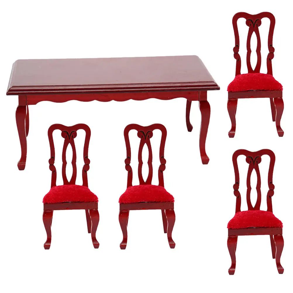 

1 set Miniature Dining Chair Table Set for Dollhouse 1 12 Scale Tiny House Furniture Mini Furniture Accessories