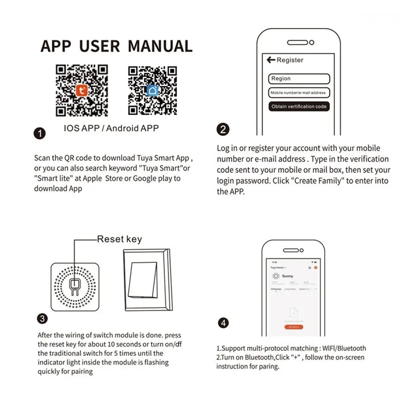 ABVT-2X 1CH Dry Contact Wifi Relay Switch Module AC 100-240V Tuya Smart Life App Activated Dry Contact Switch