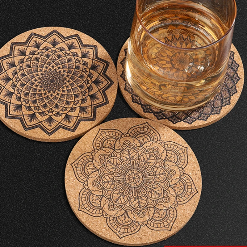 

Cork coaster, tea mat, European retro print, anti-scald, non-slip, absorbent mat, cocktail, coffee wine coaster