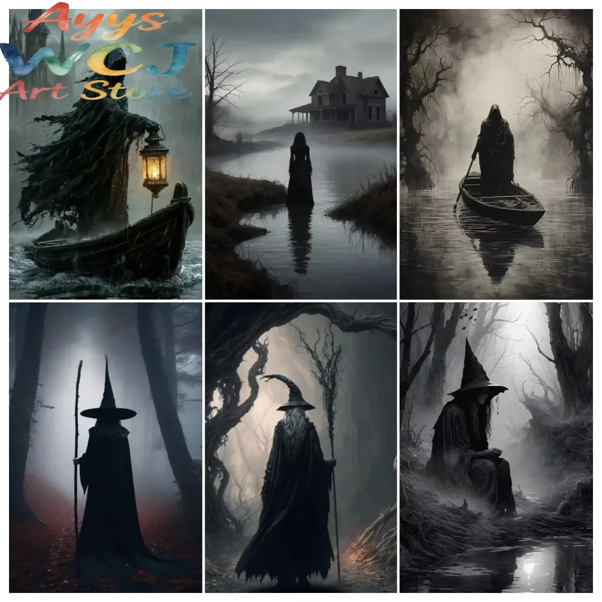 Affiches d'art Dark Academia The Witch Demon pour la décoration de salon, peinture sur toile gothique du monde magique, art mural G